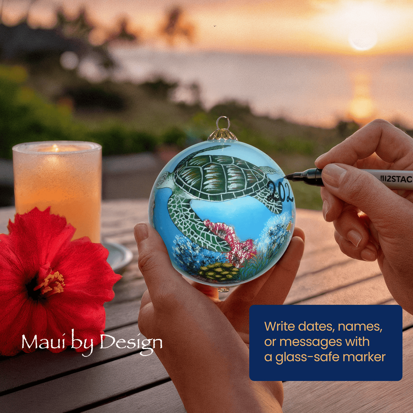 Coral World with Sea Turtles Hawaiian Ornament