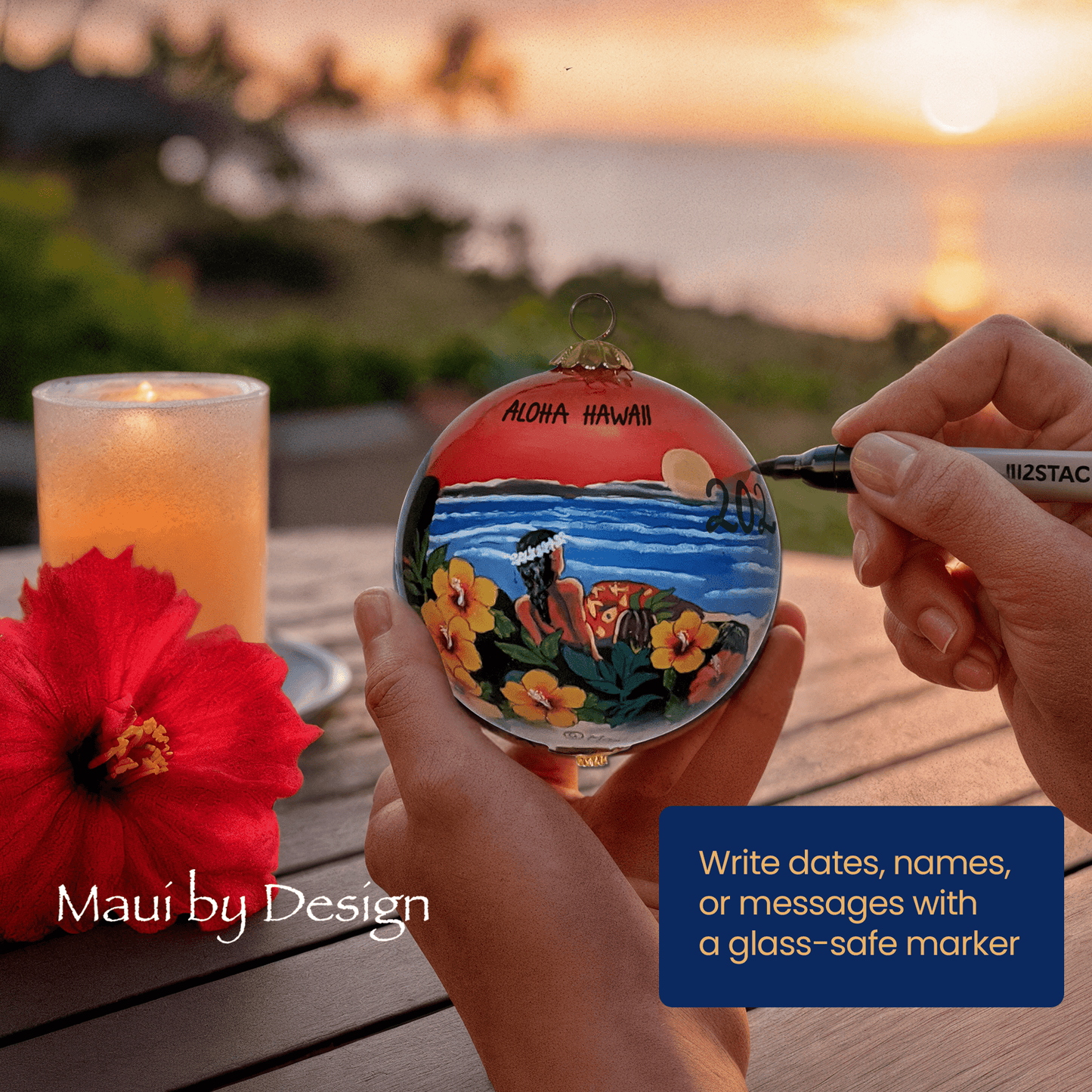 Hawaii Volcano Sunset Ornament