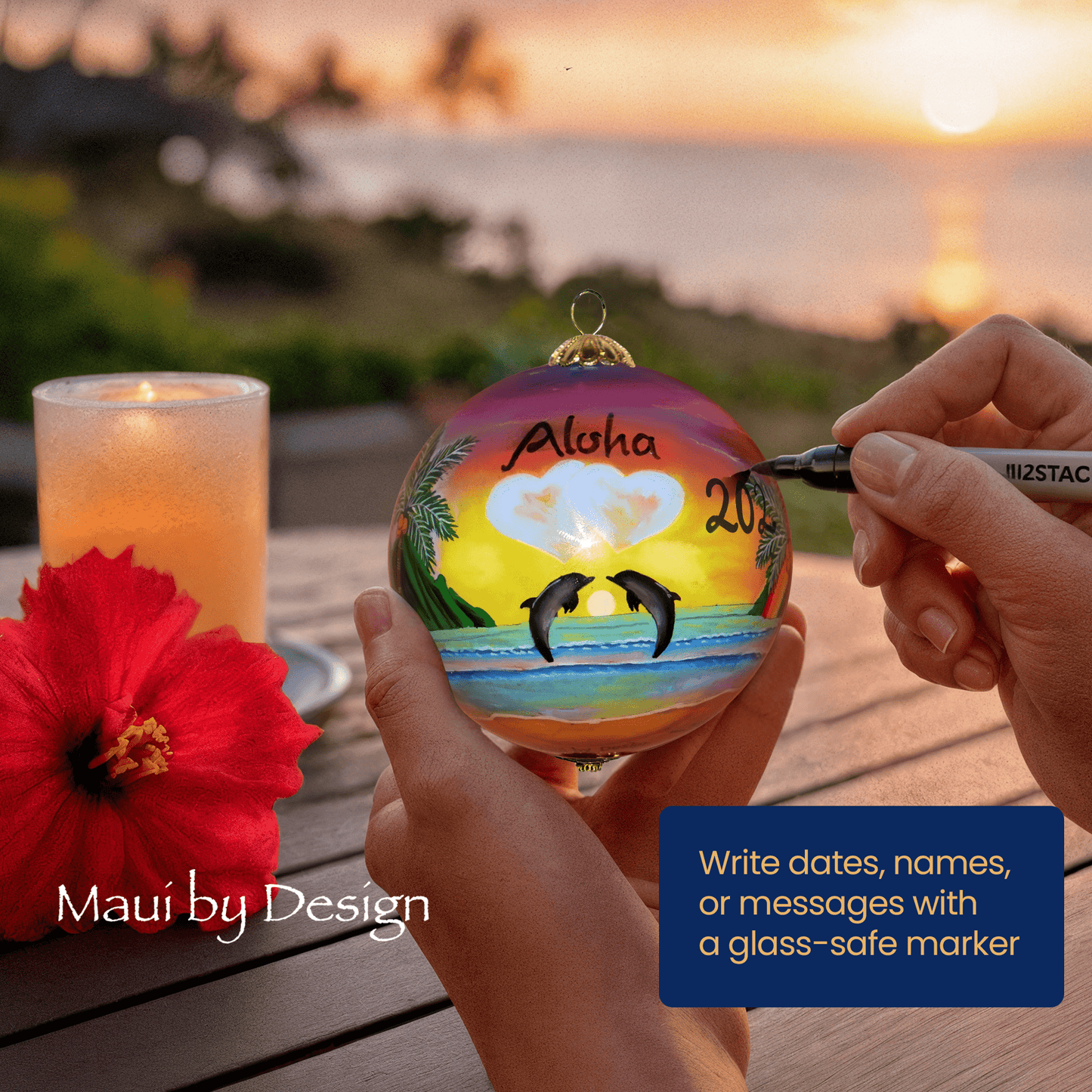 Love Blooms in Hawaii Christmas Ornament