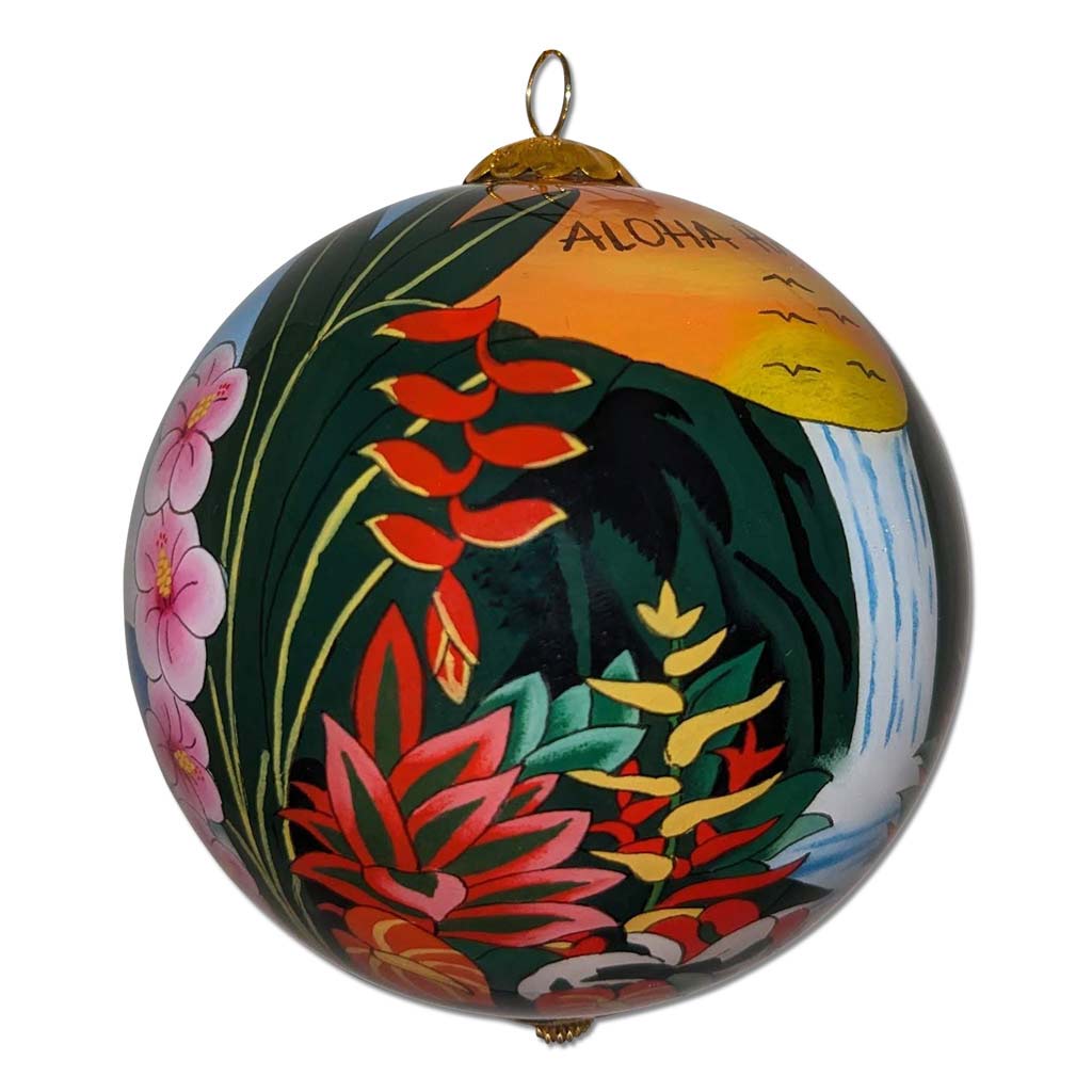 Day and Night Paradise Hawaiian Christmas Ornament