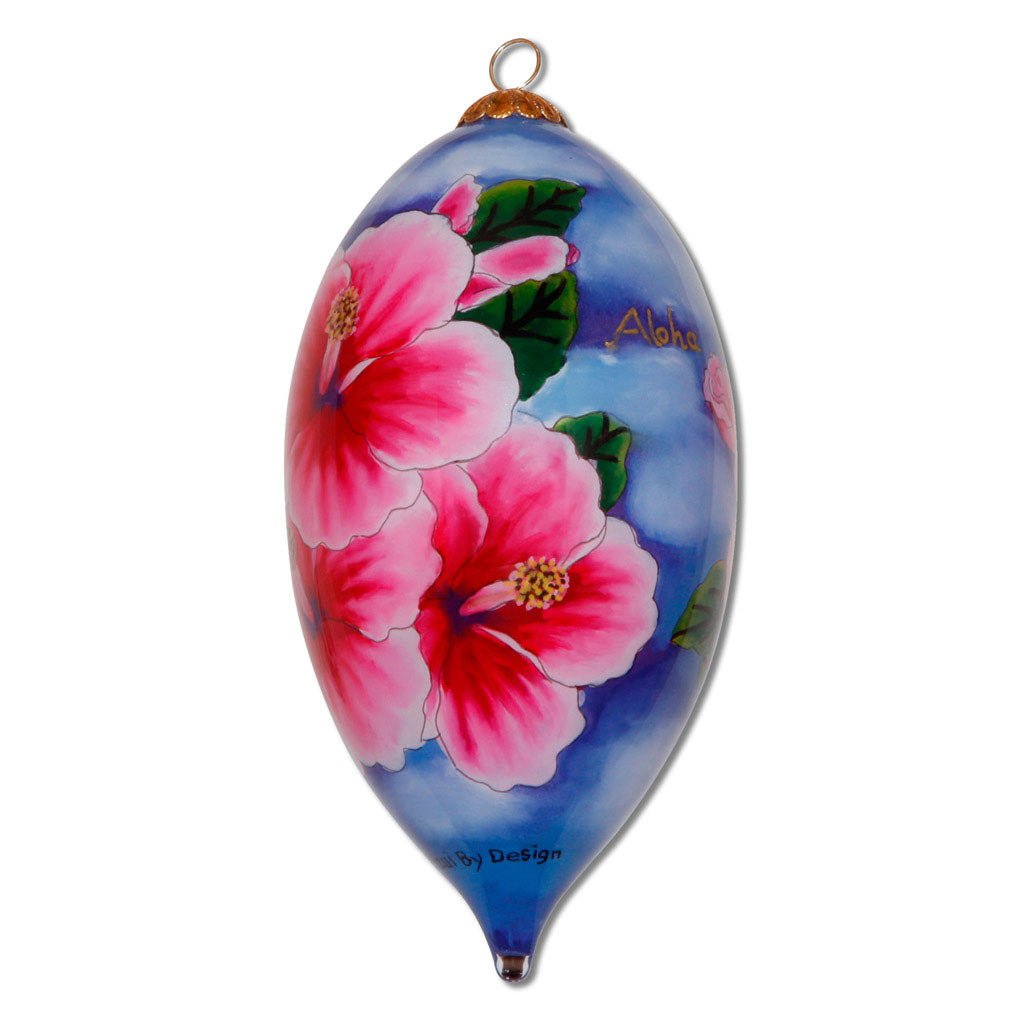 Hawaiian Christmas ornament with hibiscus flowers