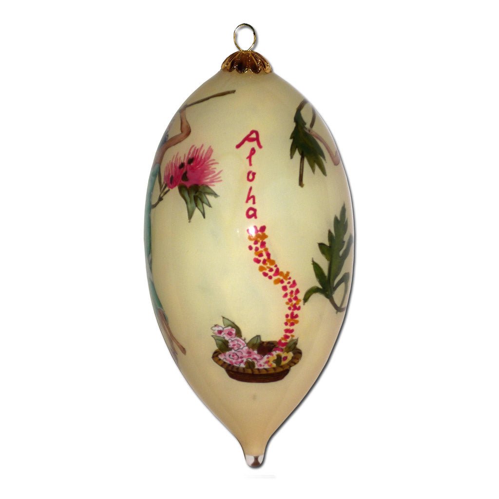 Beautiful Hawaiian Christmas ornament hand painted from the inside with beautiful wahine