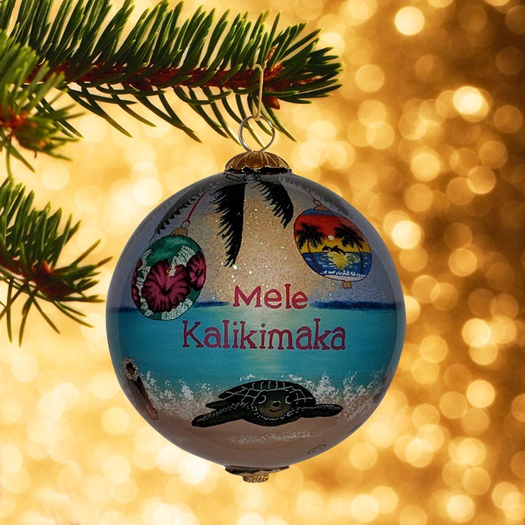 Hawaiian Christmas under Palm Trees Ornament