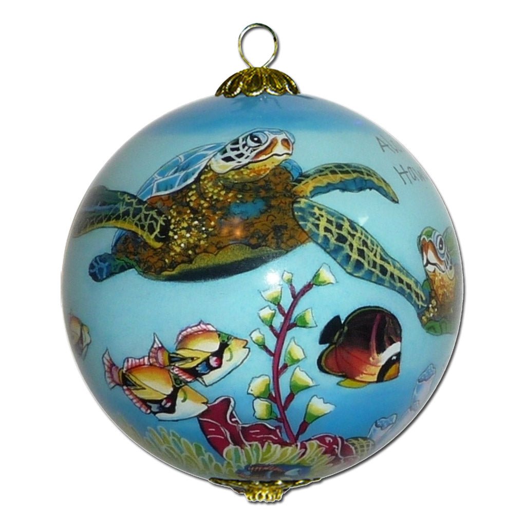 Beautiful Hawaiian Christmas ornament with honu sea turtle