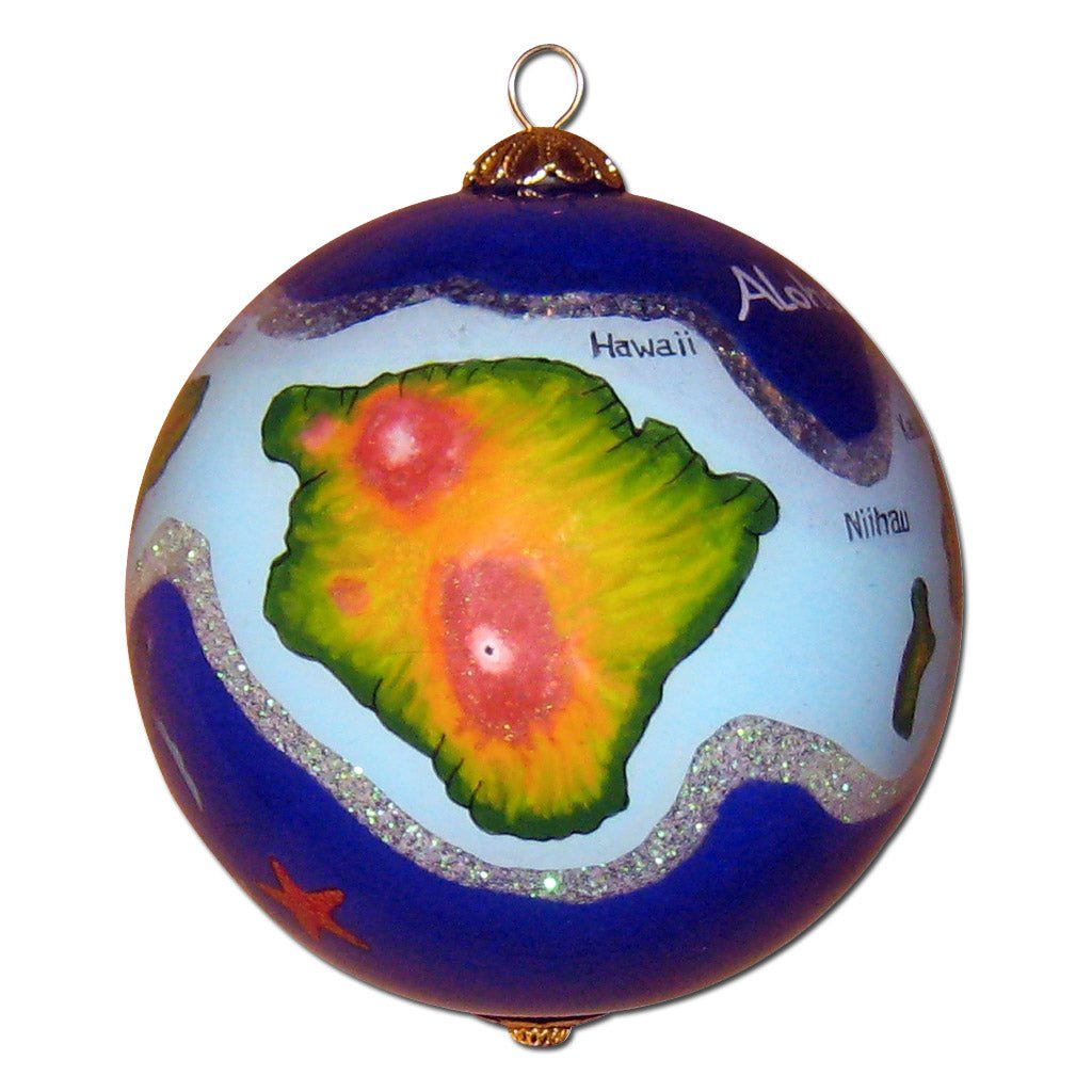 Hawaii Christmas ornament hand painted on the inside with the Hawaii island