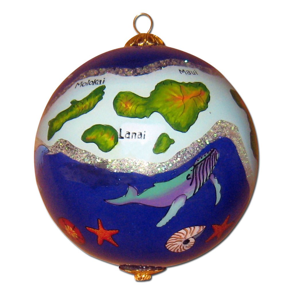 Hawaiian Christmas ornament featuring the Hawaiian islands