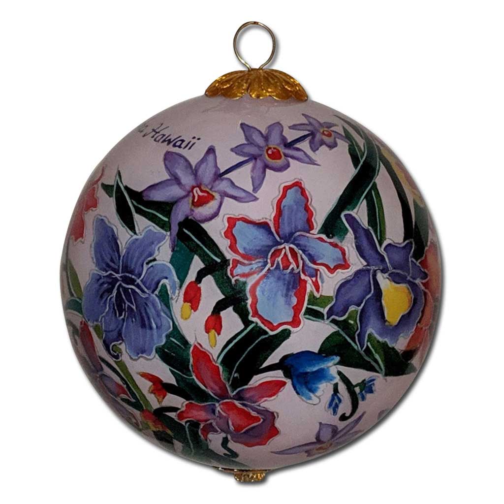 Hawaiian ornament with hand painted Hawaiian orchids