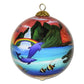 Hand painted Hawaii ornament with Hawaiian volcano and dolphins