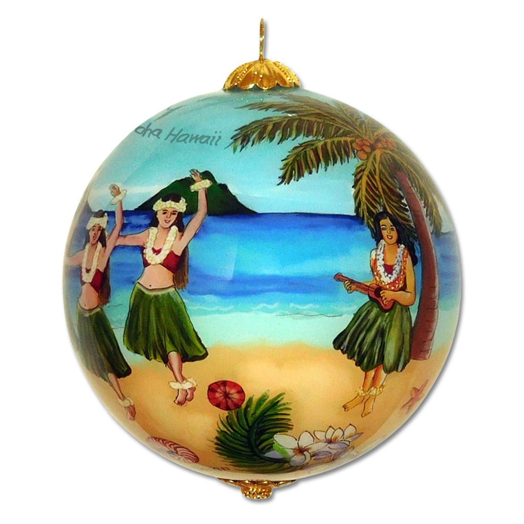 Hawaii ornament hand painted with hula girls