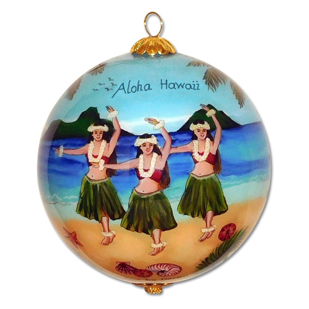 Hawaiian Christmas ornament with hula girls