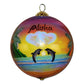 Hawaiian Christmas ornament with dolphins and Hawaii sunset