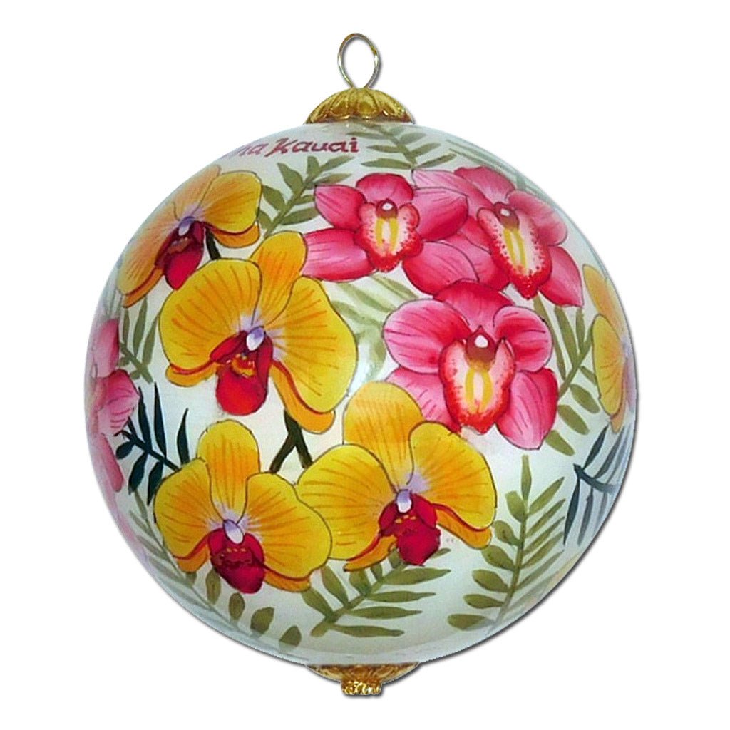 Hawaii Christmas ornament with orchids