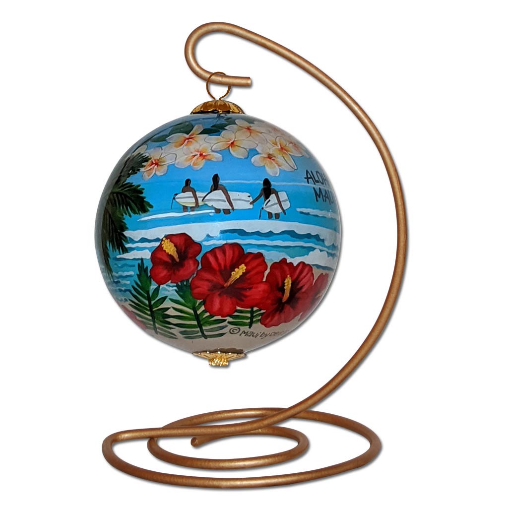 Hawaiian Christmas ornament on a stand