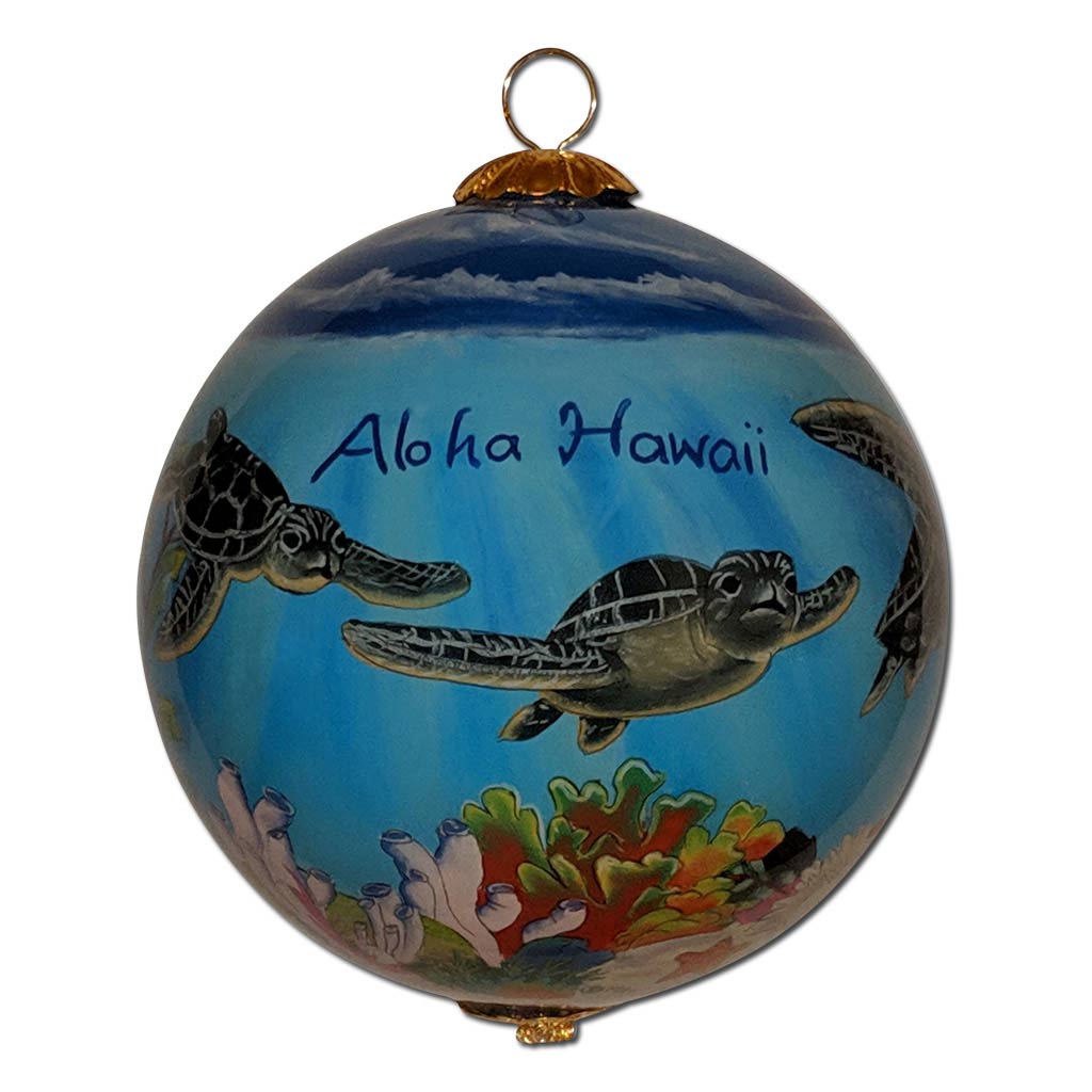 Hawaii Christmas ornament with sea turtles
