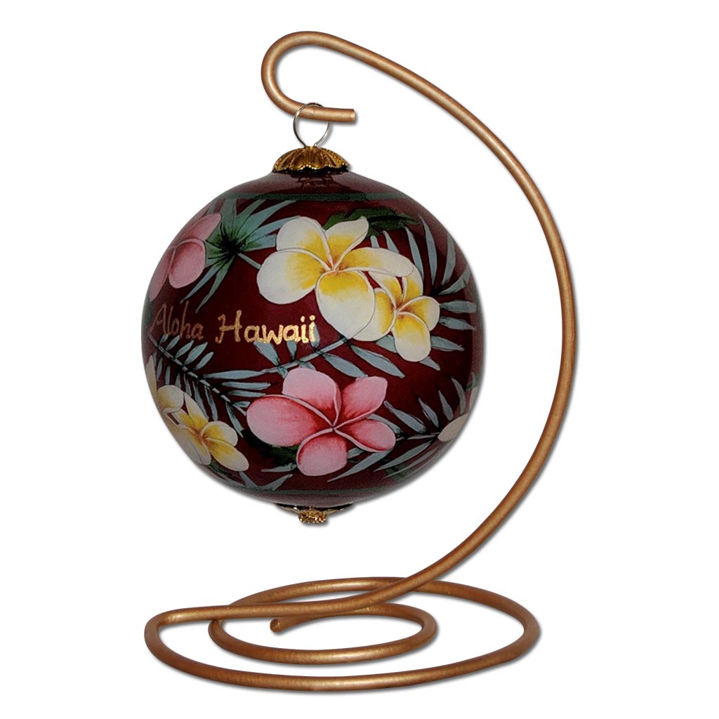 Beautiful hand painted Hawaiian ornament on stand