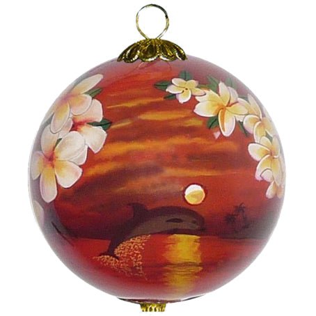 Hawaiian Christmas ornament with Hawaiian unset and dolphin