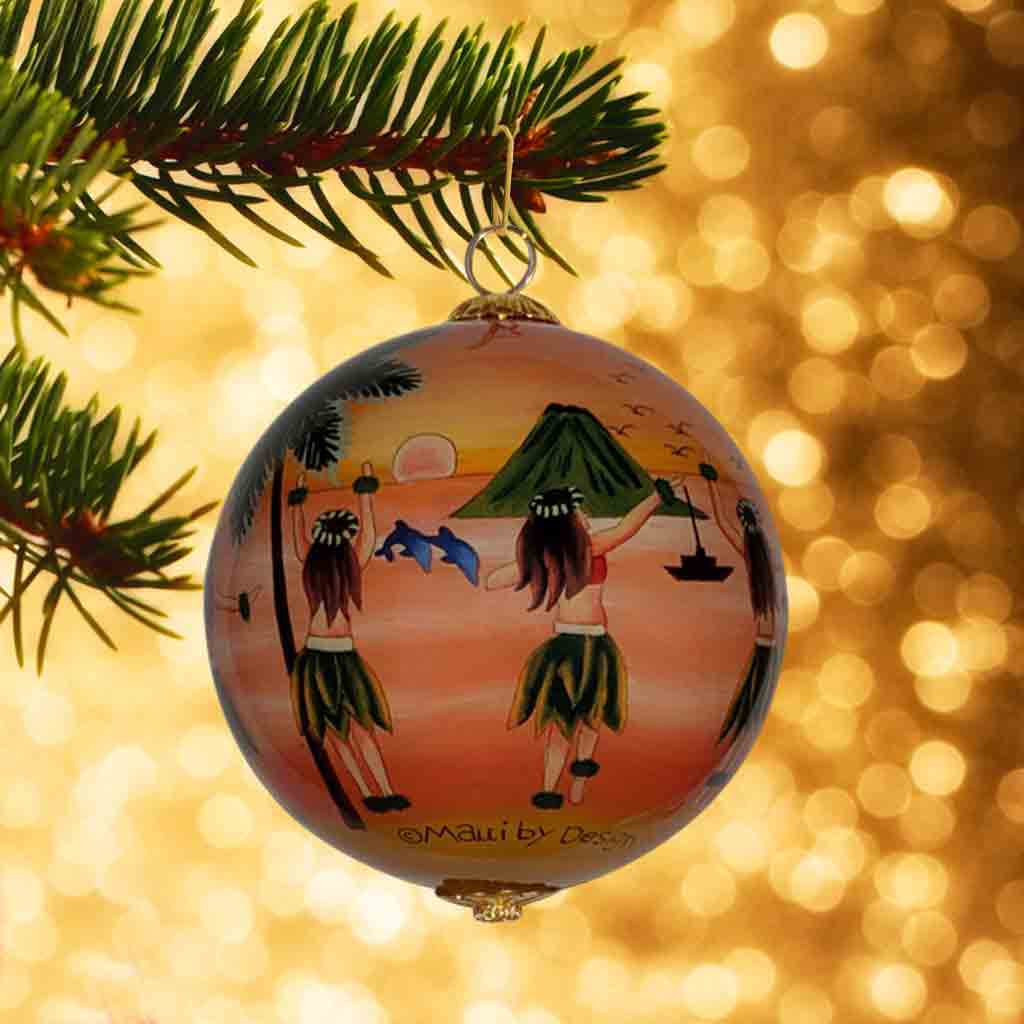 Sunset Hula Hawaiian Christmas Ornament