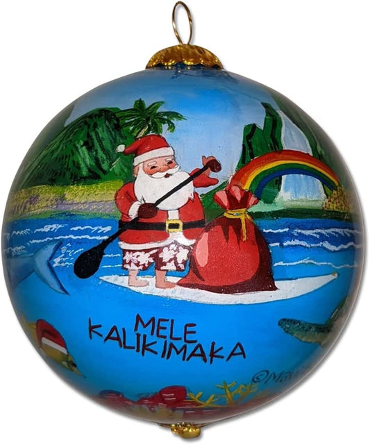 Surfer Santa Hawaiian Christmas Ornament