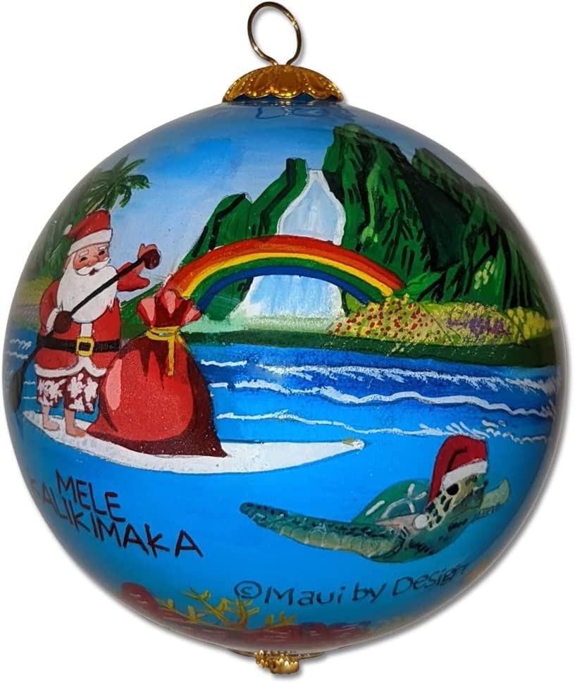 Surfer Santa Hawaiian Christmas Ornament