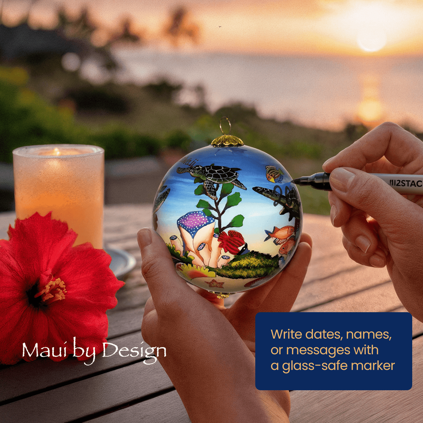 Coral Arches with Sea Turtles Hawaii Ornament