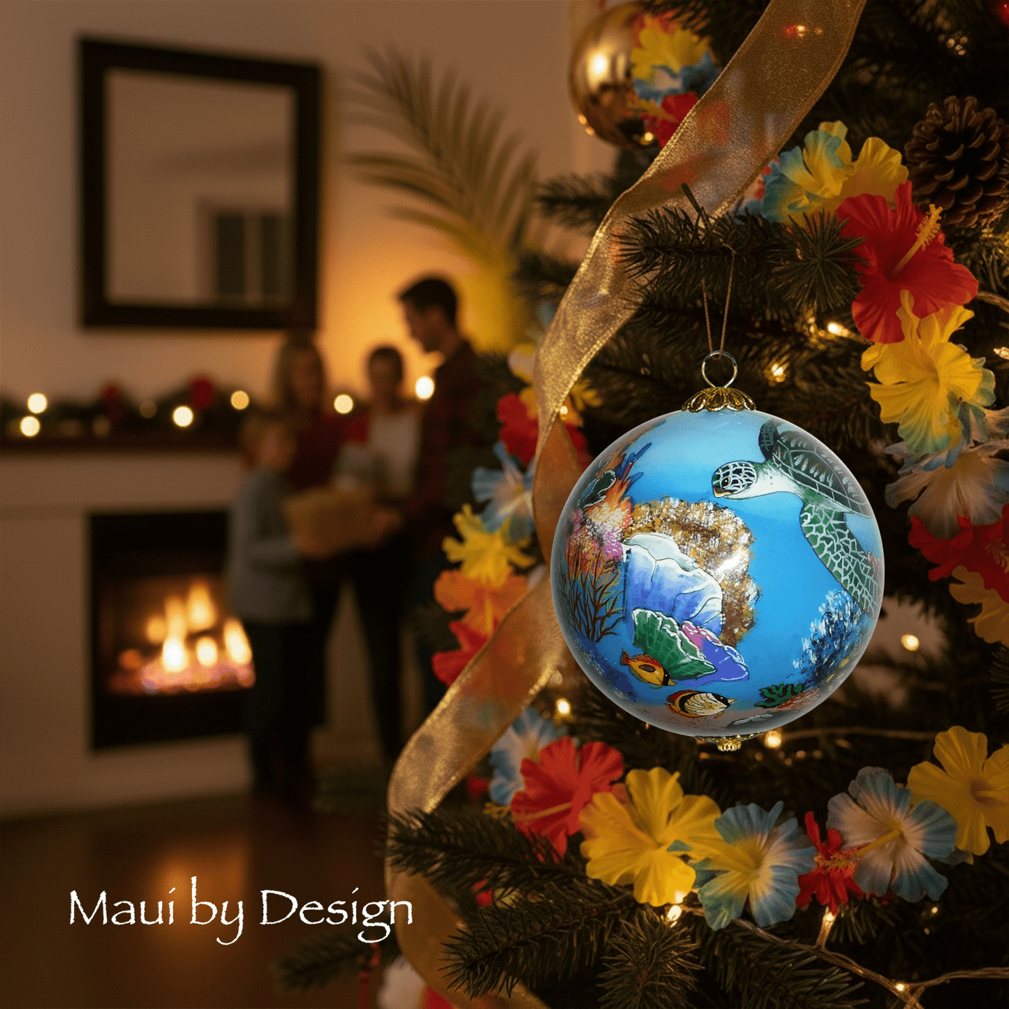 Coral World with Sea Turtles Hawaiian Ornament