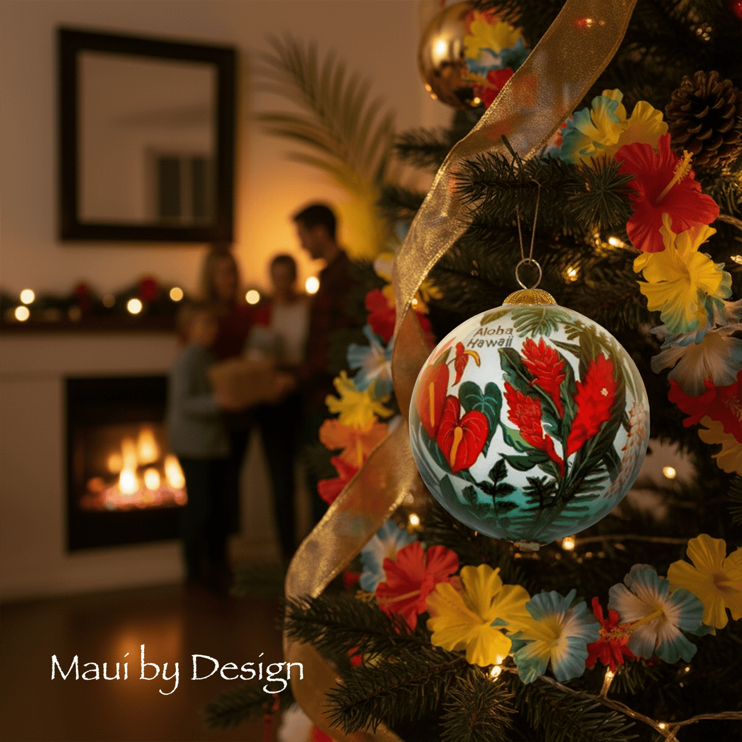 Floral Cornucopia Hawaiian Christmas Ornament