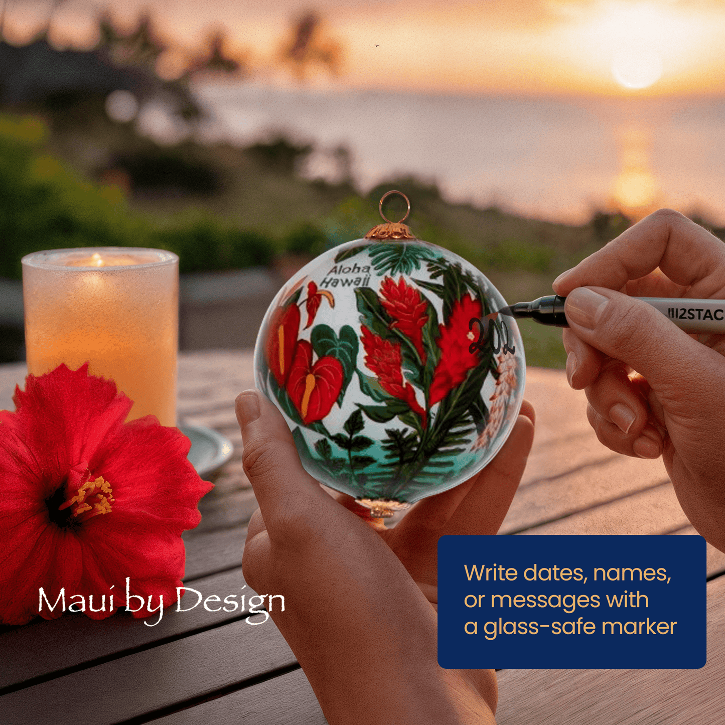 Floral Cornucopia Hawaiian Christmas Ornament