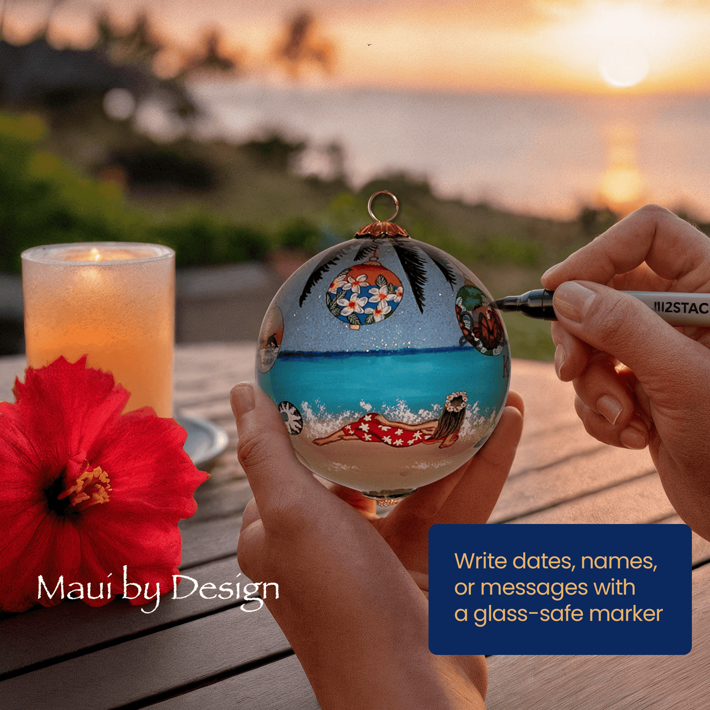 Hawaiian Christmas under Palm Trees Ornament