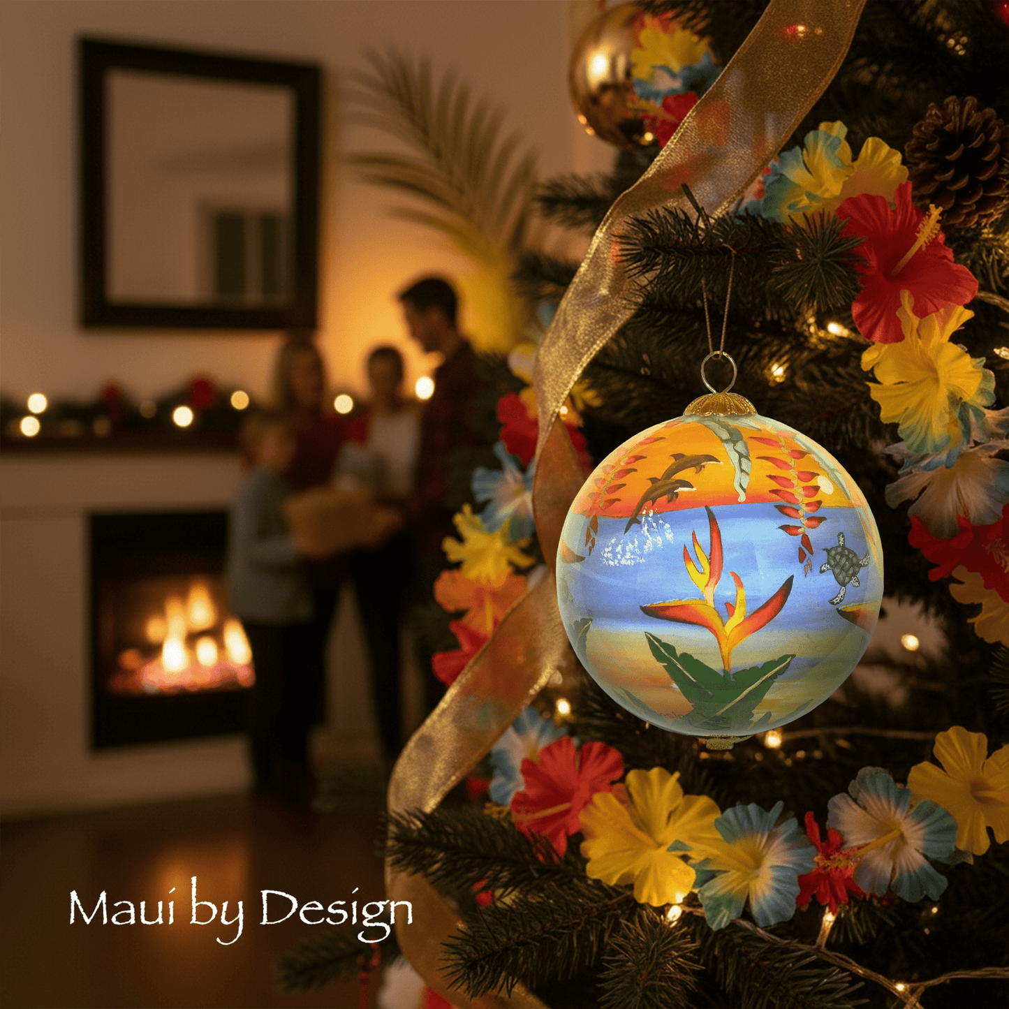 Hawaiian Heliconia Sunset Ornament