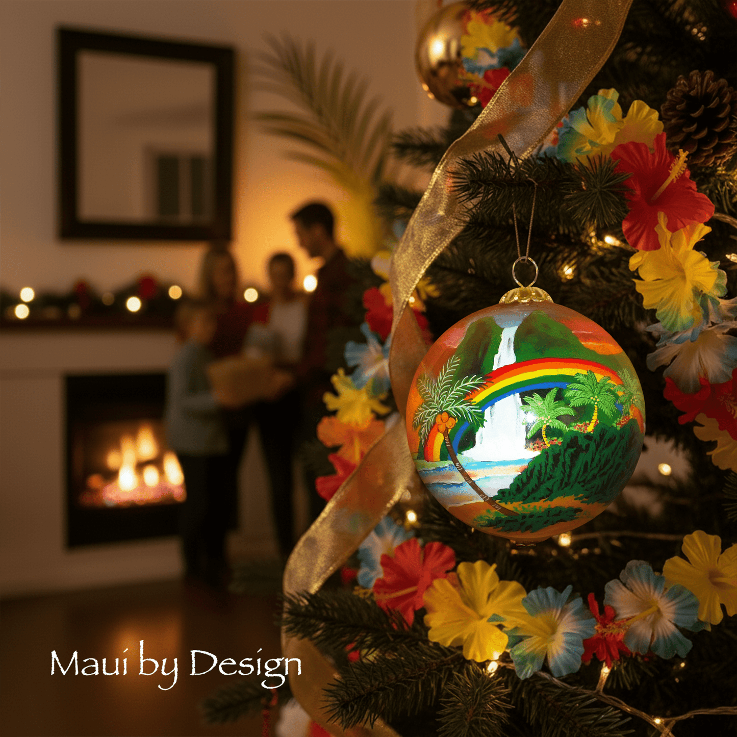 Love Blooms in Hawaii Christmas Ornament