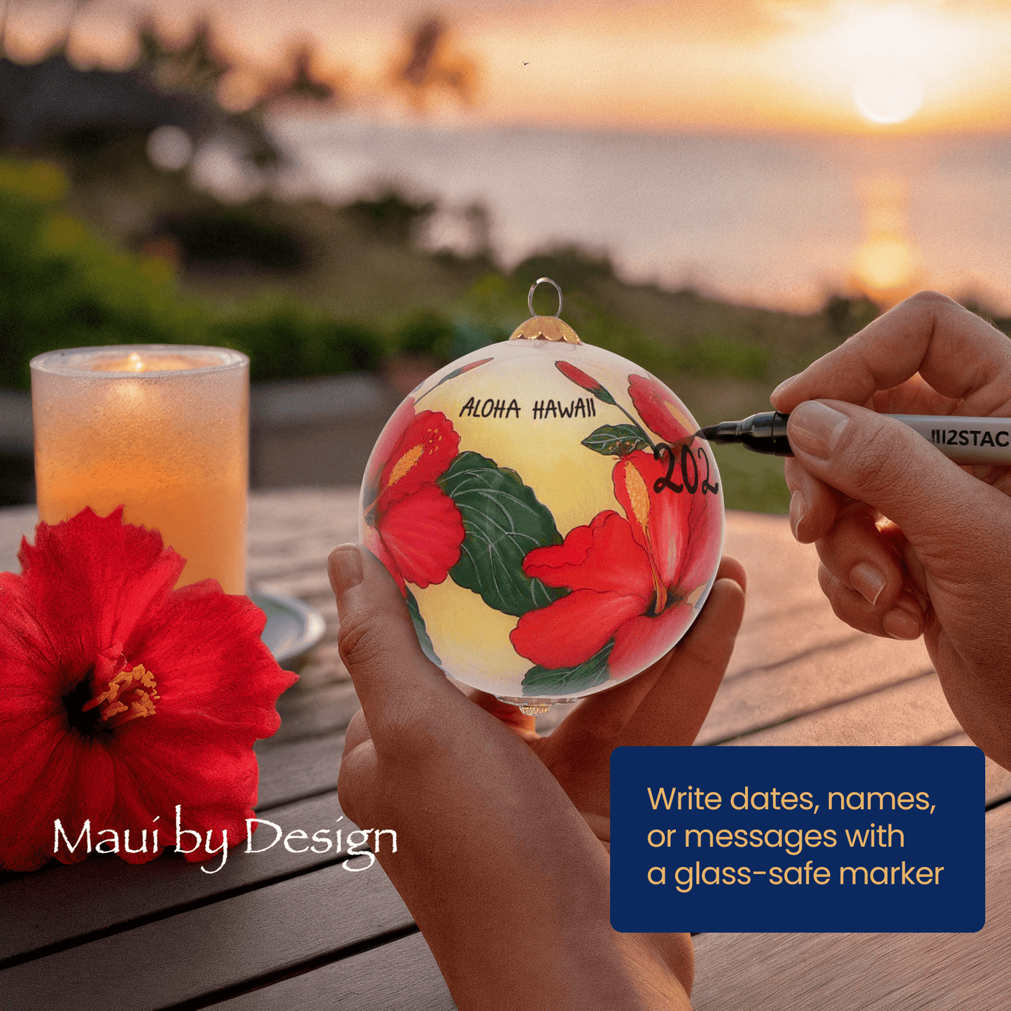 Radiant Hibiscus Hawaiian Christmas Ornament