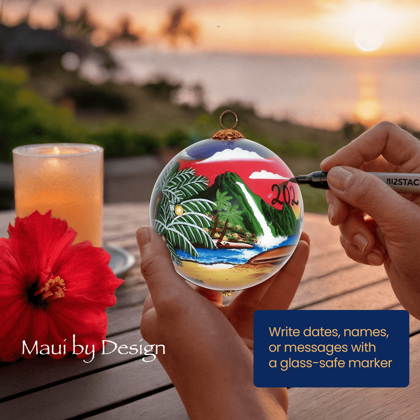 Santa at the Beach Hawaiian Ornament