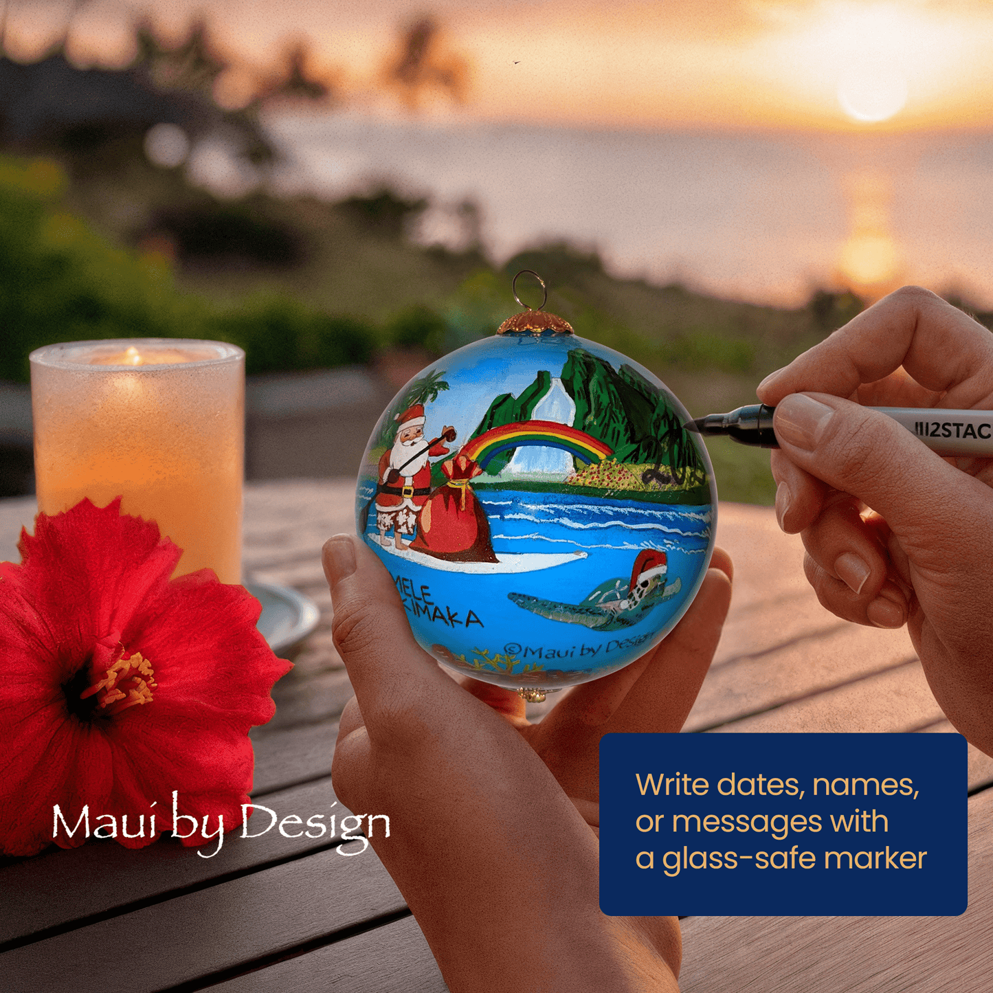 Surfer Santa Hawaiian Christmas Ornament