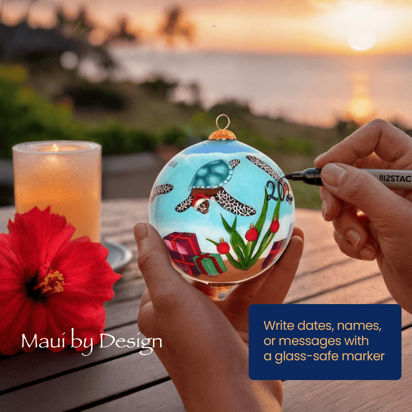 Turtle Christmas Hawaiian Ornament