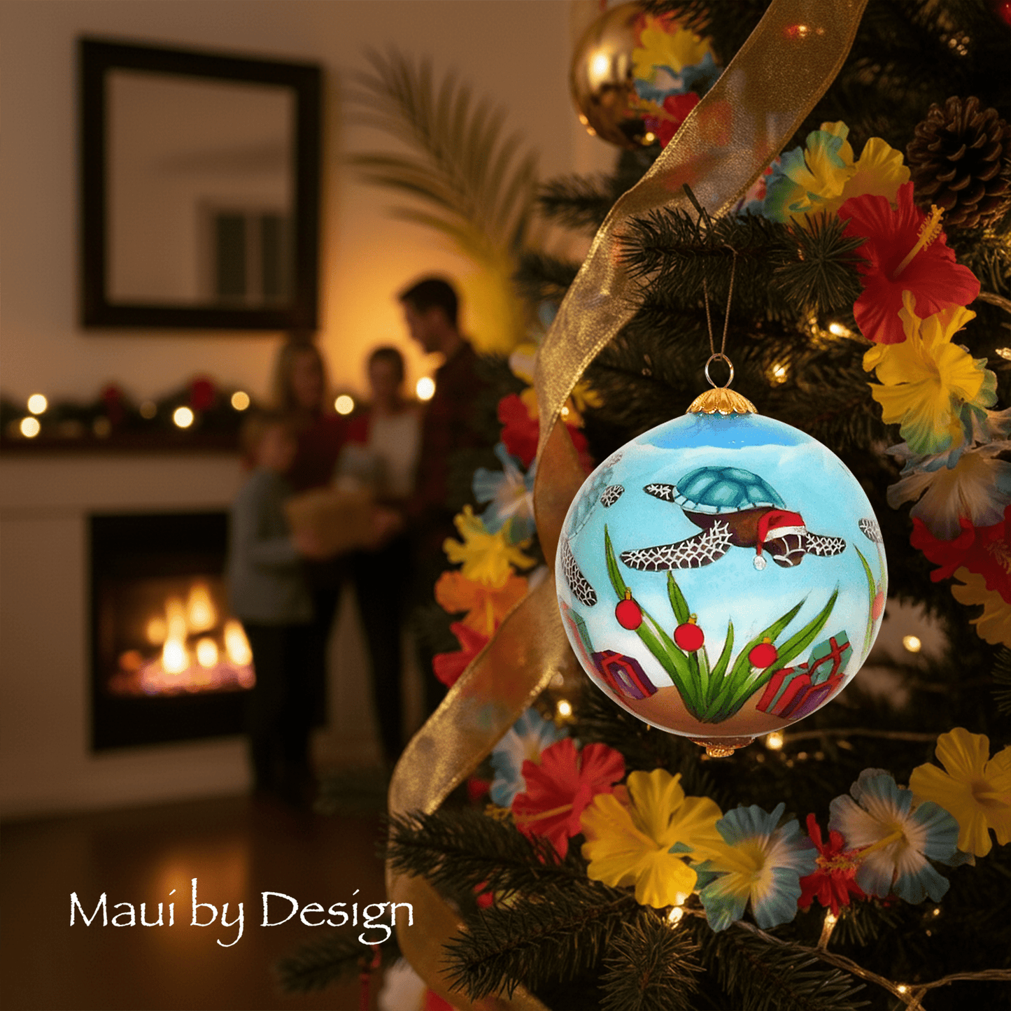 Turtle Christmas Hawaiian Ornament