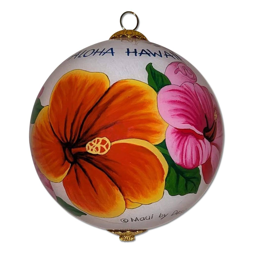 Beautiful Hibiscus Hawaiian Christmas Ornament