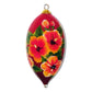 Hand painted Hawaiian Christmas ornament with beautiful orange and red Hibiscus flowers and blossoms,