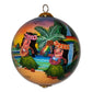 Little Hawaiian Hula girls at the sunset ocean hand painted from the inside in this glass Hawaii Christmas ornament