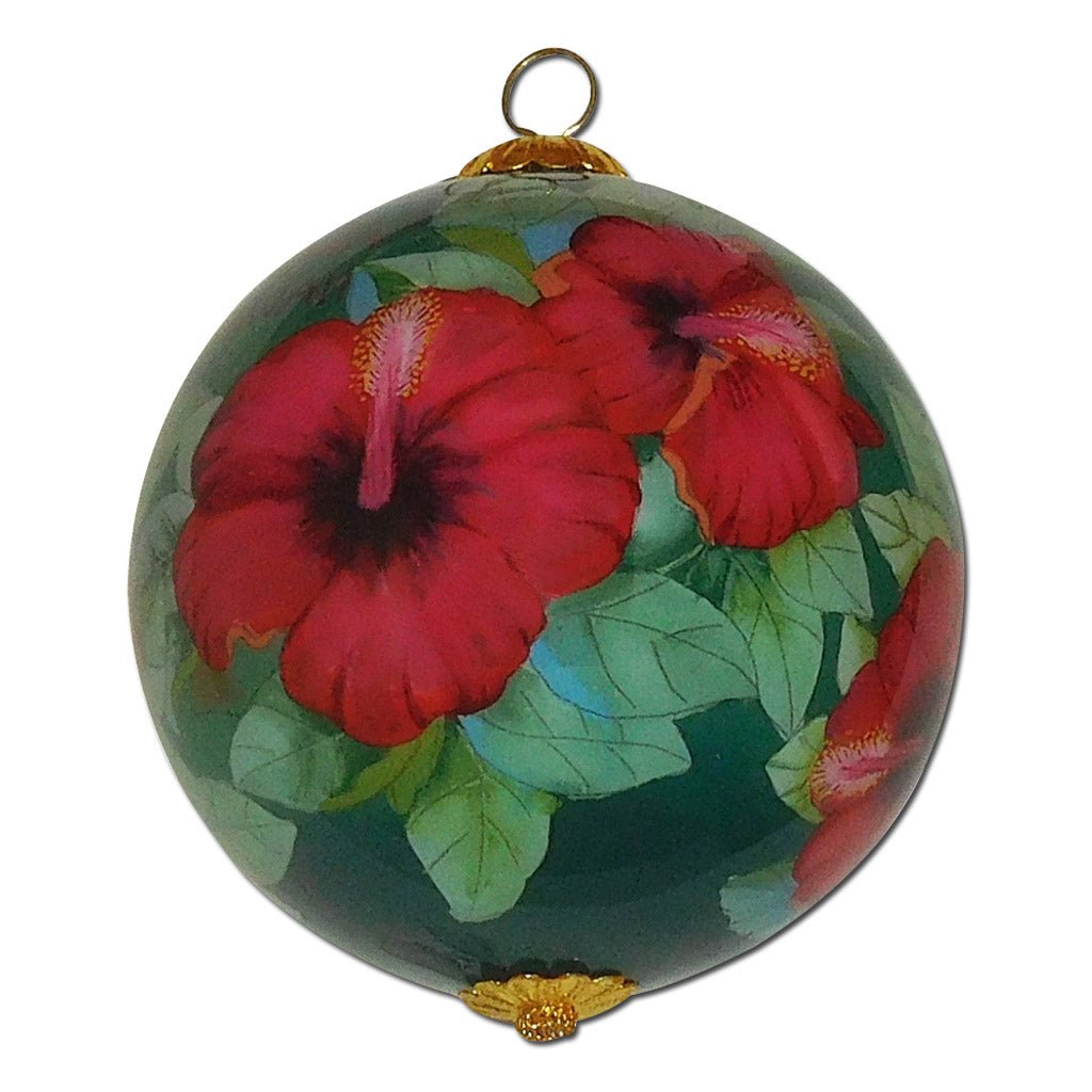 Beautiful Hawaii ornament with red hibiscus
