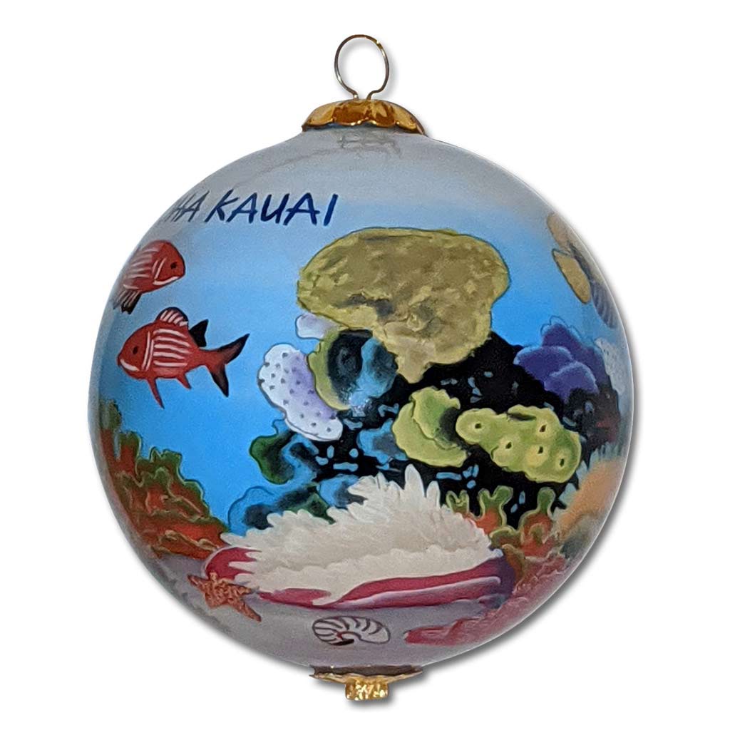 Beautiful Hawaiian Christmas ornament with tropical fish and corals