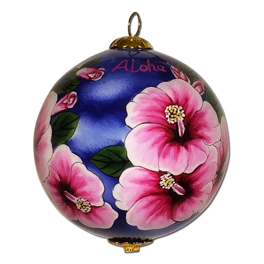 Beautiful Hawaii ornament with fuchsia hibiscus flowers