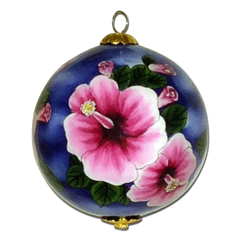 Hawaiian Christmas ornament with hibiscus flowers