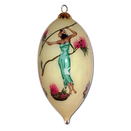 Hand painted Hawaii ornament with Gill's wahine