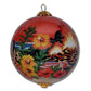 Beautiful hand painted Hawaiian Christmas ornament with hibiscus flowers and lava flowing from one of Hawaii's volcanoes