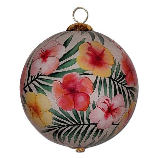 Hawaiian Hibiscus Christmas Ornament Handpainted in Watercolor