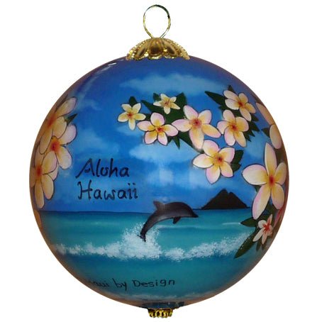 Beautiful Hawaiian ornament with plumerias and dolphins