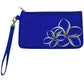 Blue Hawaii wristlet with embroidered plumeria