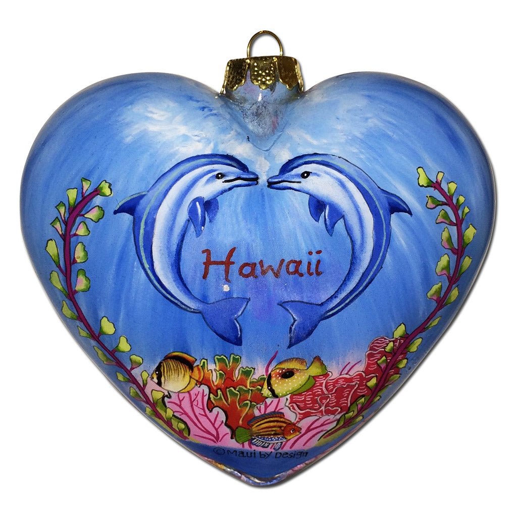 Romantic Hawaii ornament with kissing dolphins