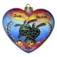 Hand painted Hawaiian Christmas ornament with honu sea turtles