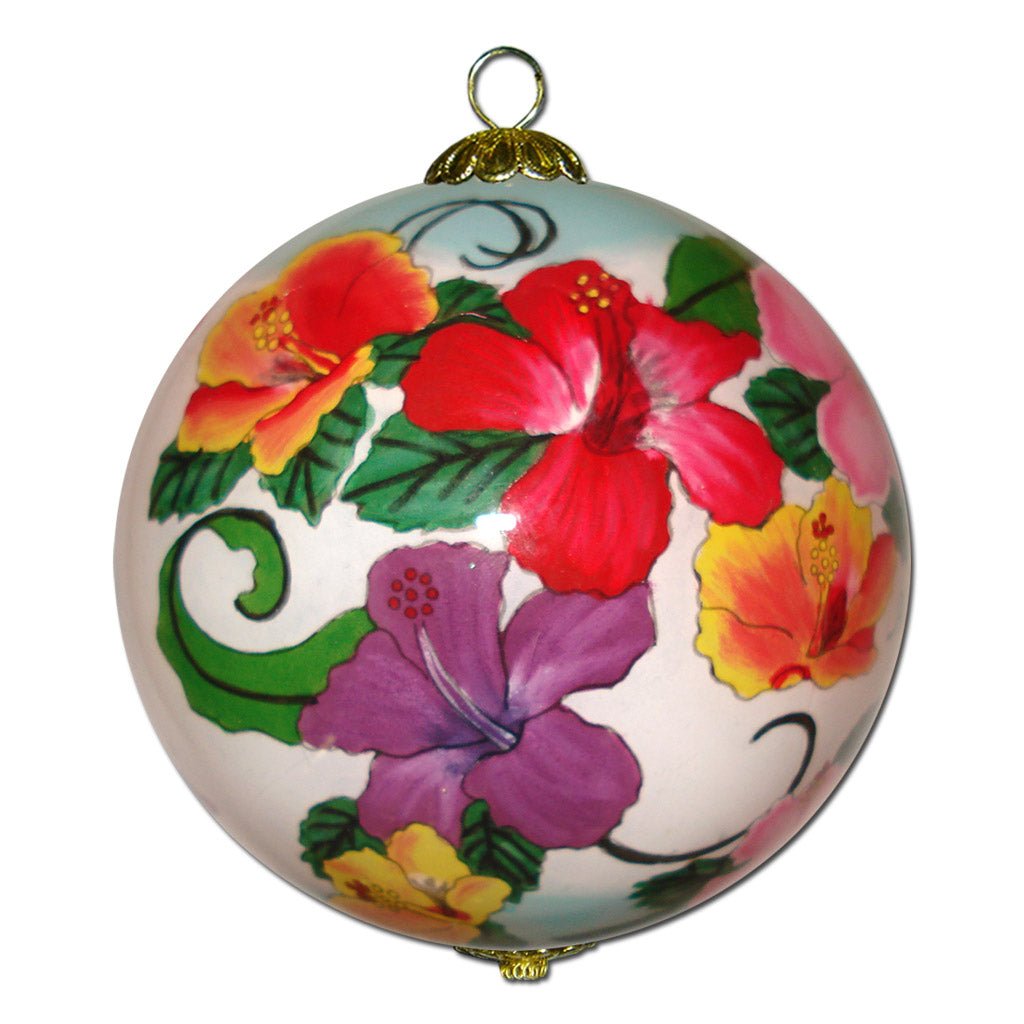 Beautiful Hawaiian ornament with multi-colored Hibiscus flowers